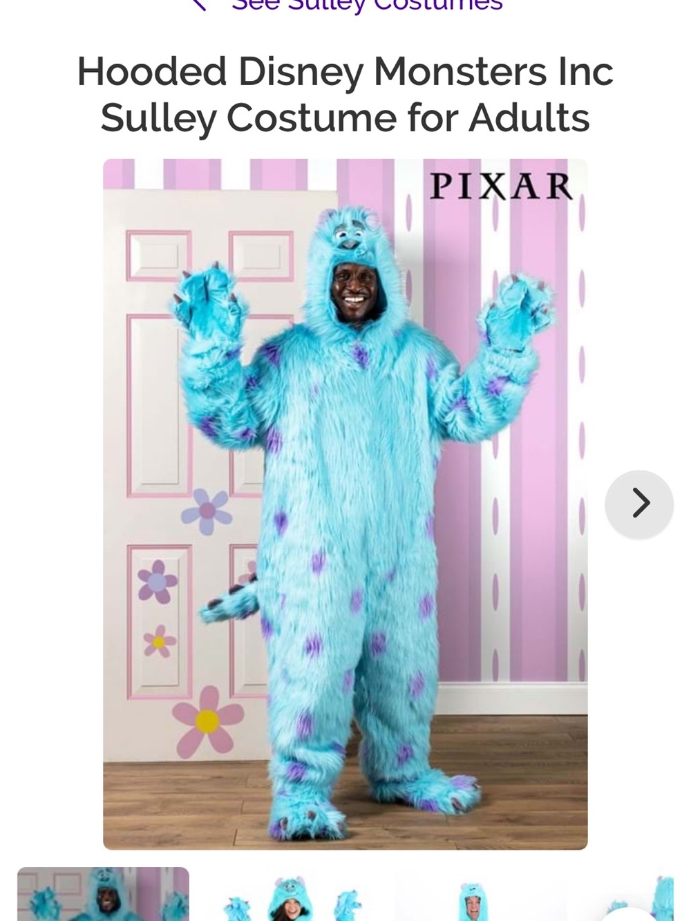 Disney Monsters Inc. Sulley Adult Costume Jumpsuit Blue & Purple - Picture 2 of 2